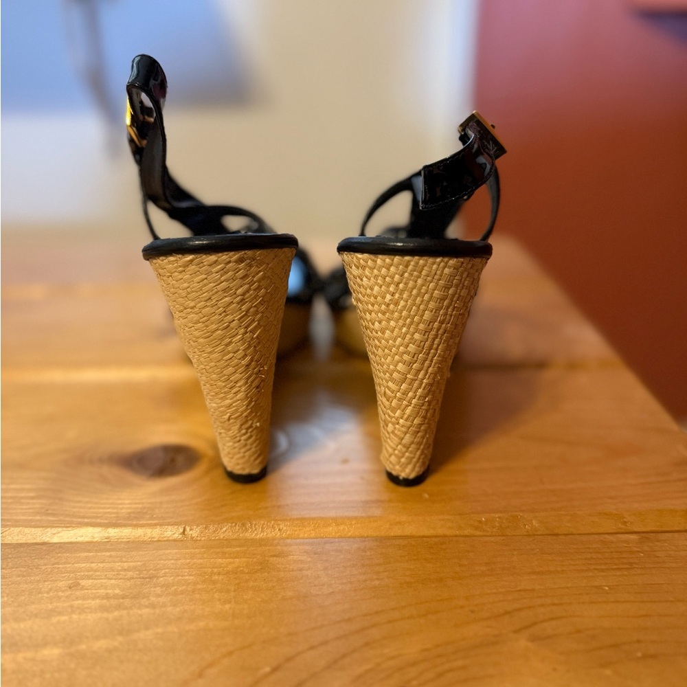Kate Spade Black and Tan Polka Dot Wedges - Picture 2 of 6